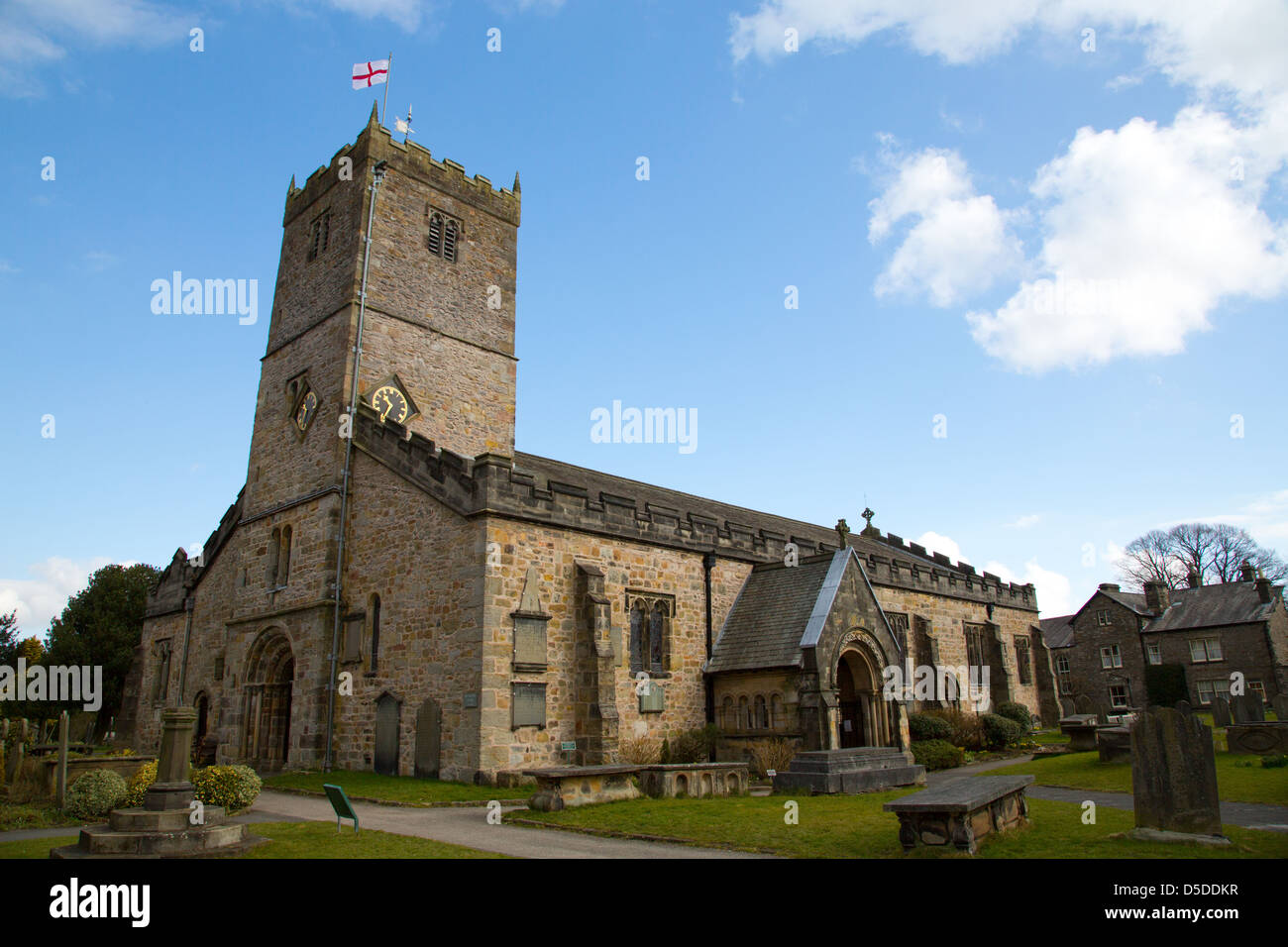 St Mary's Church in Kirkby Lonsdale in Cumbria dates back to Norman times. Stock Photo
