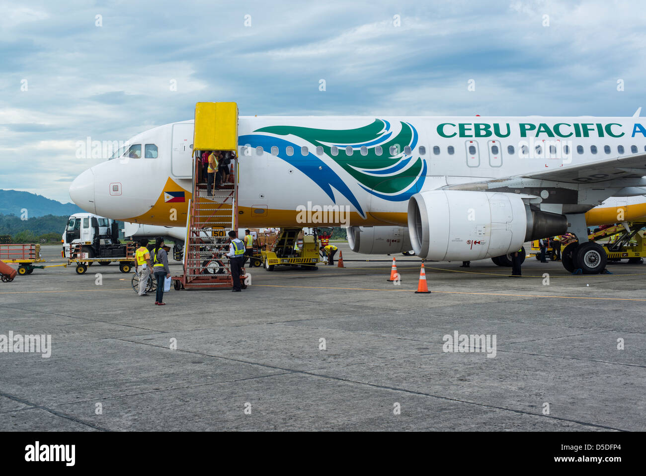 Airplane on the airport of Cagayan de Oro Stock Photo