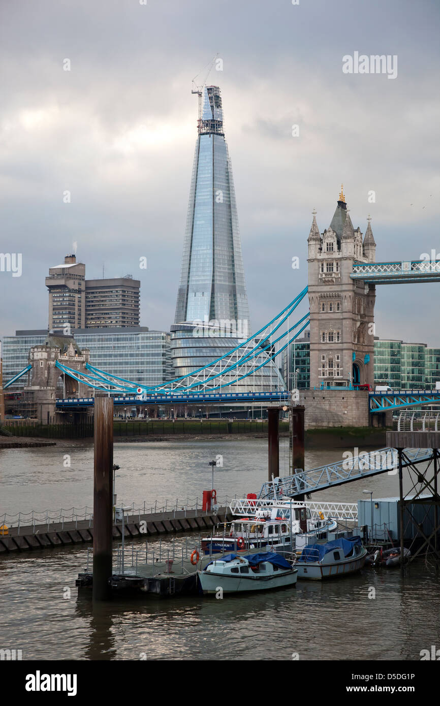 London, United Kingdom, City View, Tower Bridge and the highest Hochaus Europe, the Shard Stock Photo