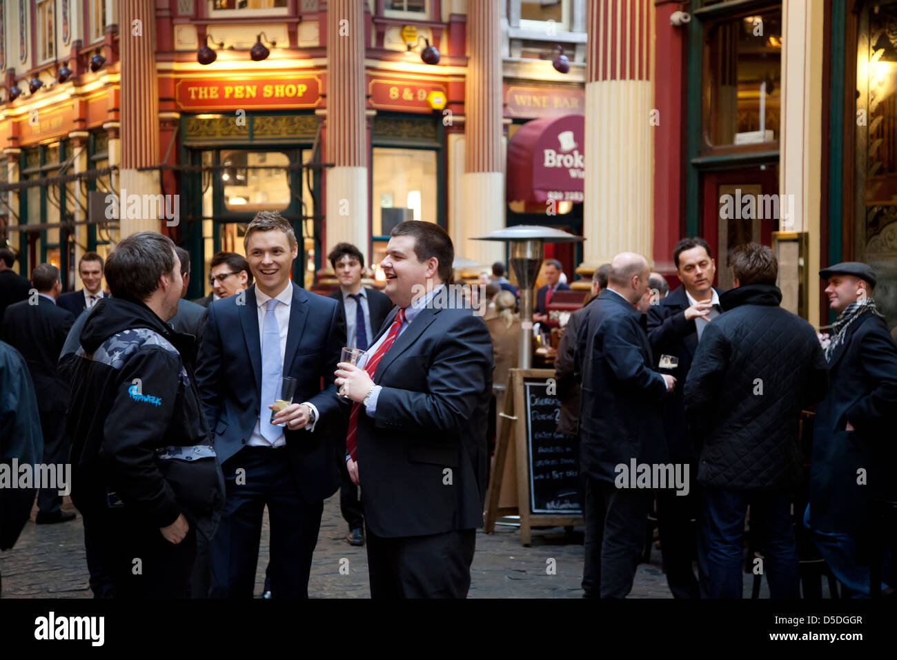 London, United Kingdom, Leadenhall Market, lunch at the Stock Exchange district Stock Photo