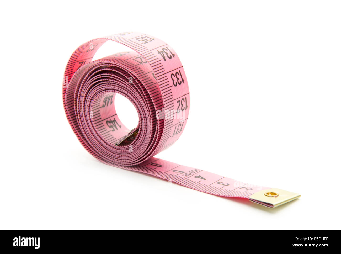 Pink Measuring Tape Isolated On White Background Stock Photo