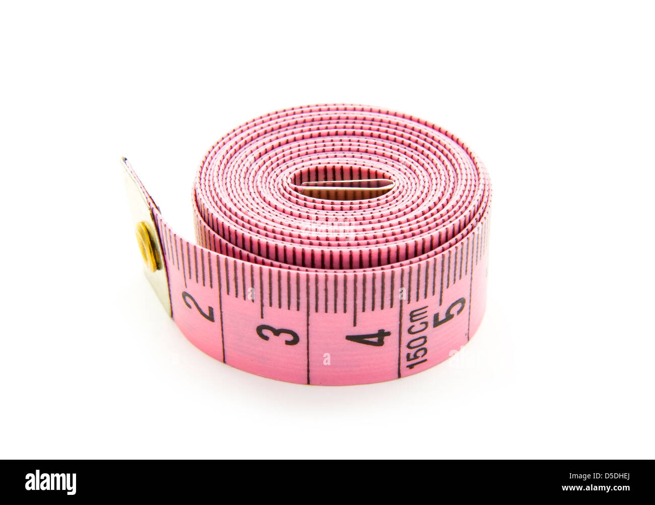 pink measuring tape isolated on white background Stock Photo - Alamy