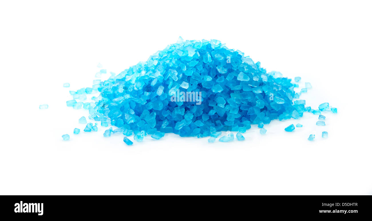 blue aromatic salt isolated on white background Stock Photo