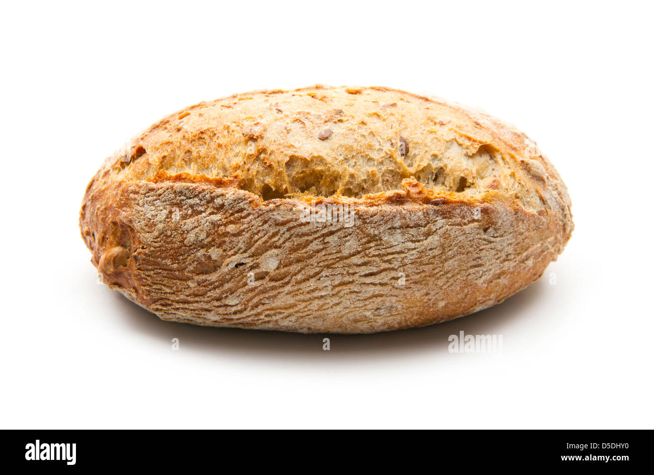 wholemeal bread roll isolated on white background Stock Photo
