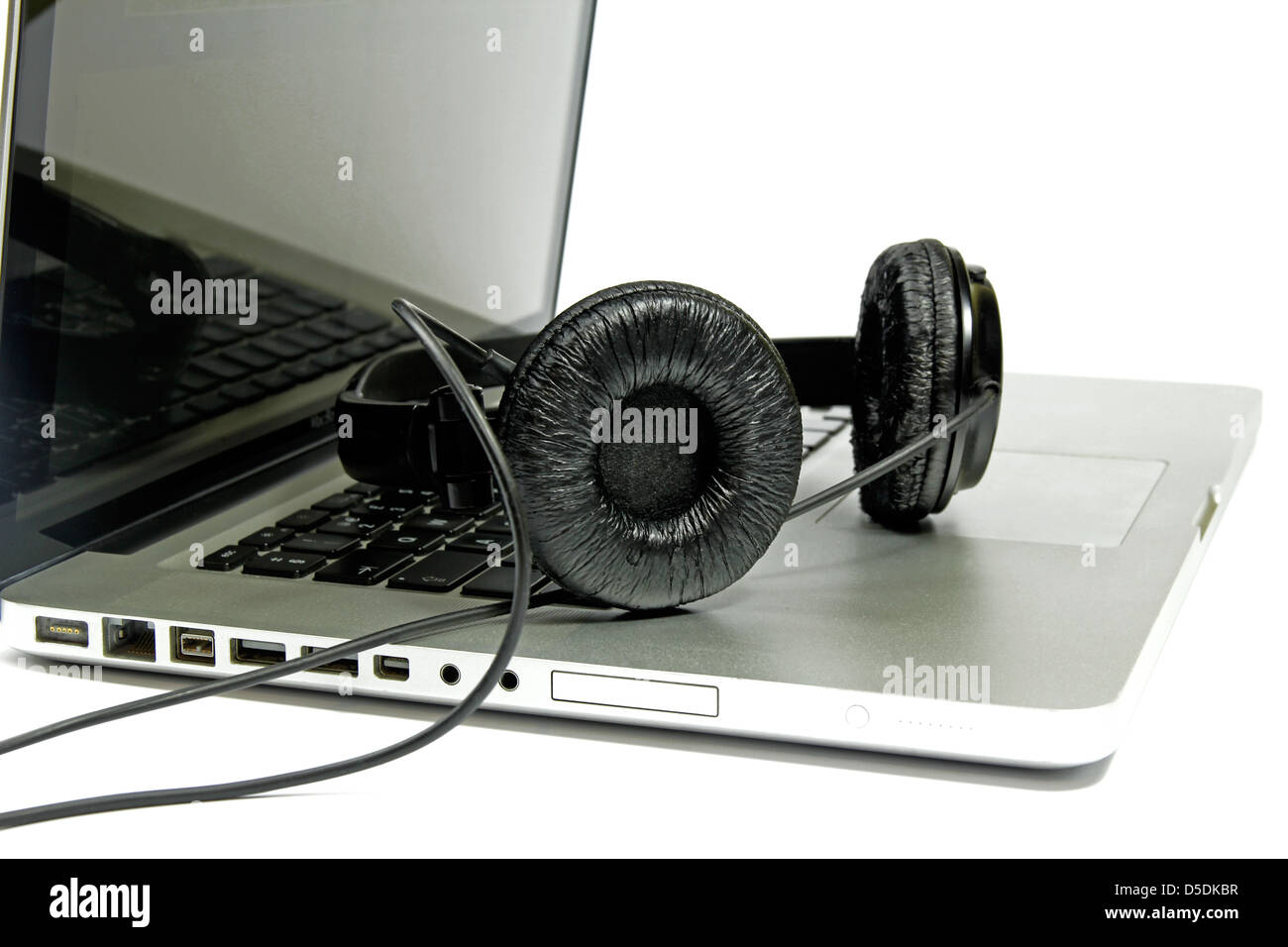 laptop and headphones Stock Photo Alamy