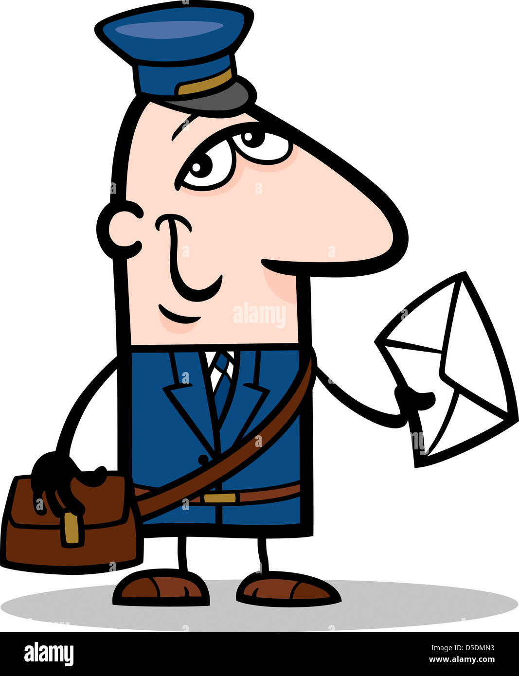 Cartoon Illustration of Funny Postman with Letter Profession Occupation  Stock Photo - Alamy