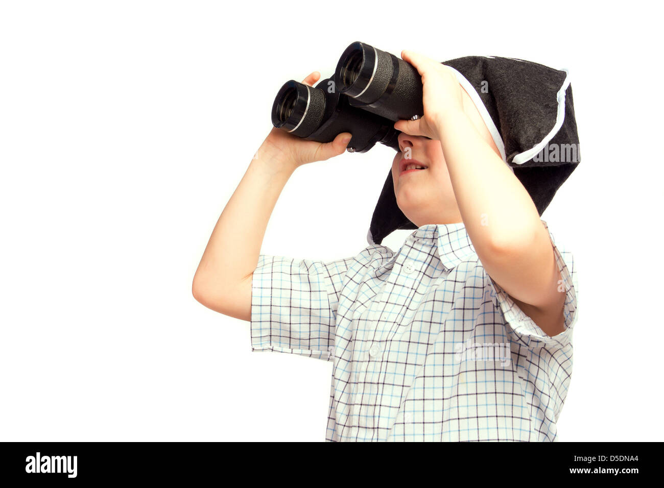 child boy with binocular Stock Photo Alamy