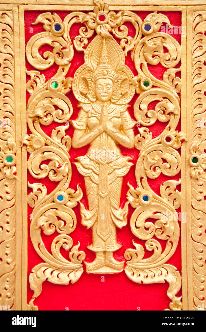 public art of golden Buddha statue in the temple Stock Photo - Alamy