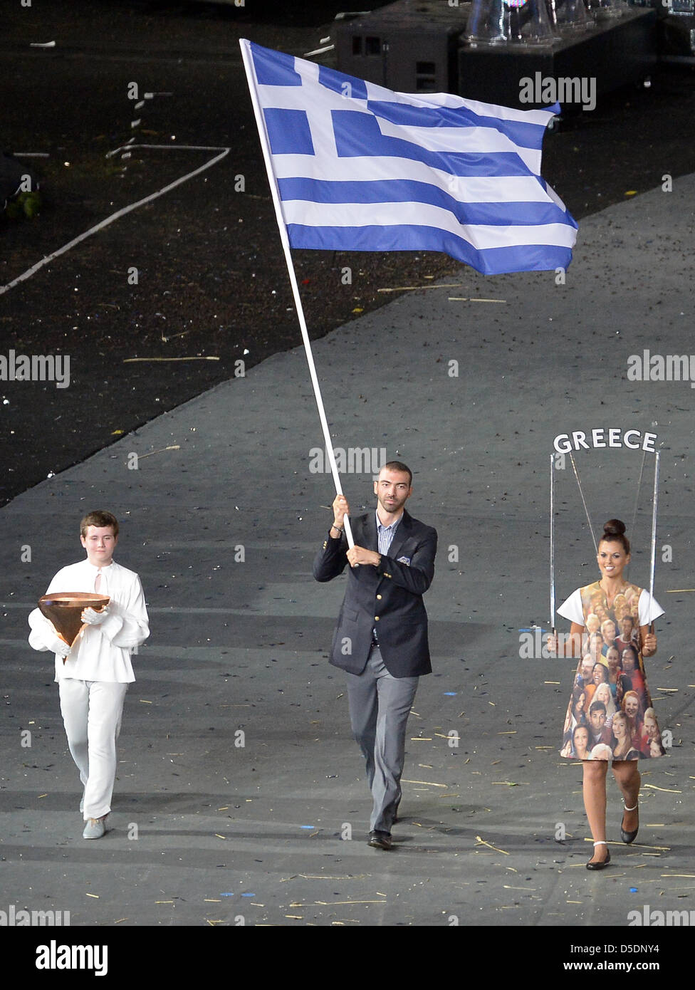 The Greece flag bearer Alexandros Nikolaidis (Taekwondo) Stock Photo