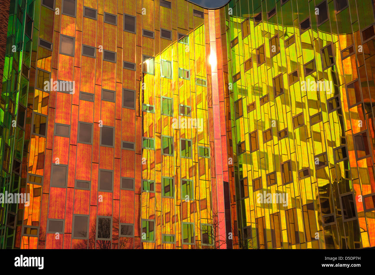 Office building with colorful reflexions in windows Stock Photo