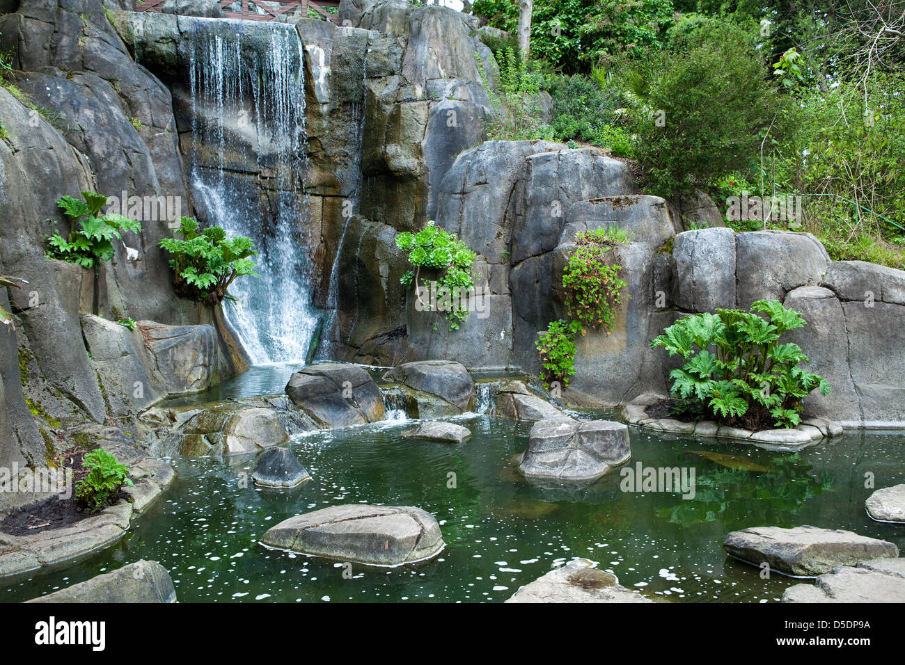 In Golden Gate Park, Stow Lake surrounds Strawberry Hill, an island with a waterfall Stock Photo