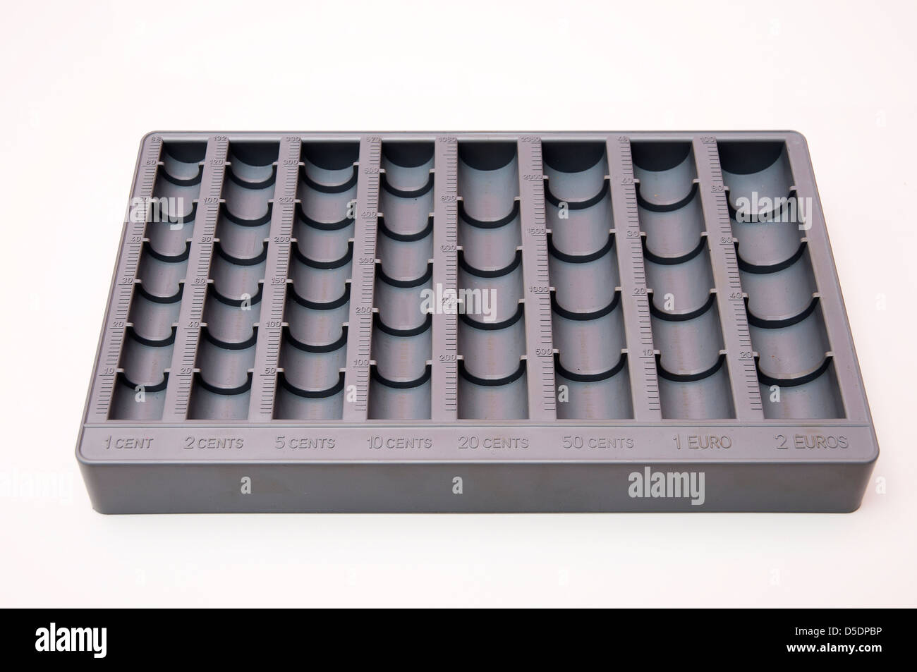 container for sorting coins of different currencies Stock Photo Alamy