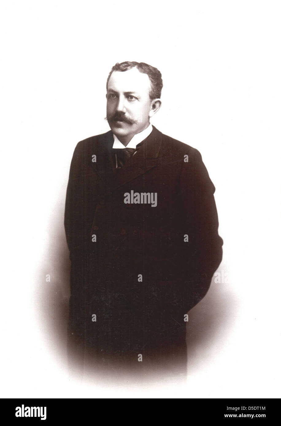 A black and white portrait of David Starr Jordan, a renowned American zoologist. Jordan is known for his contributions to the study of fish and his leadership at Stanford University. Stock Photo