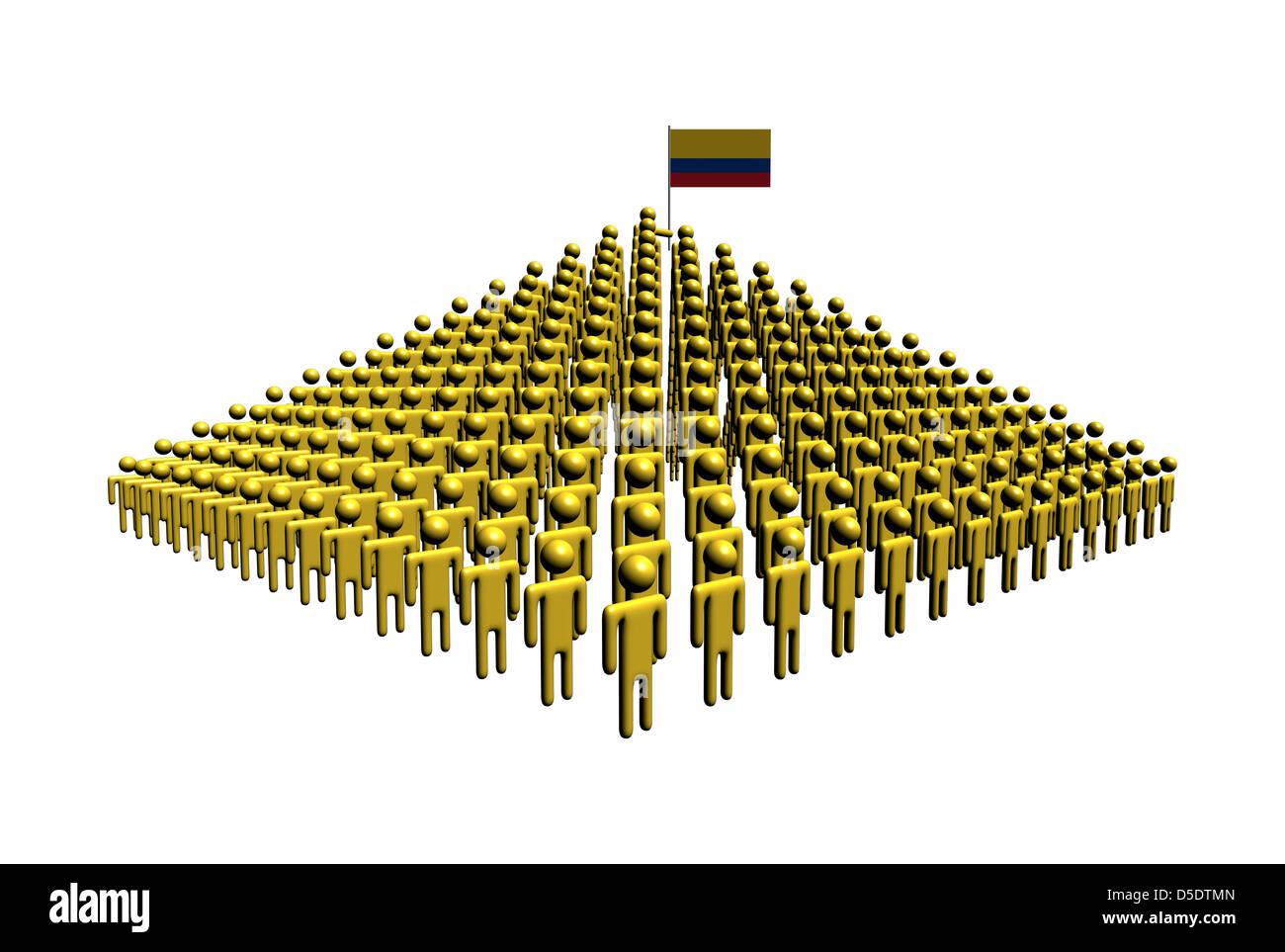 Pyramid of abstract people with Colombian flag illustration Stock Photo
