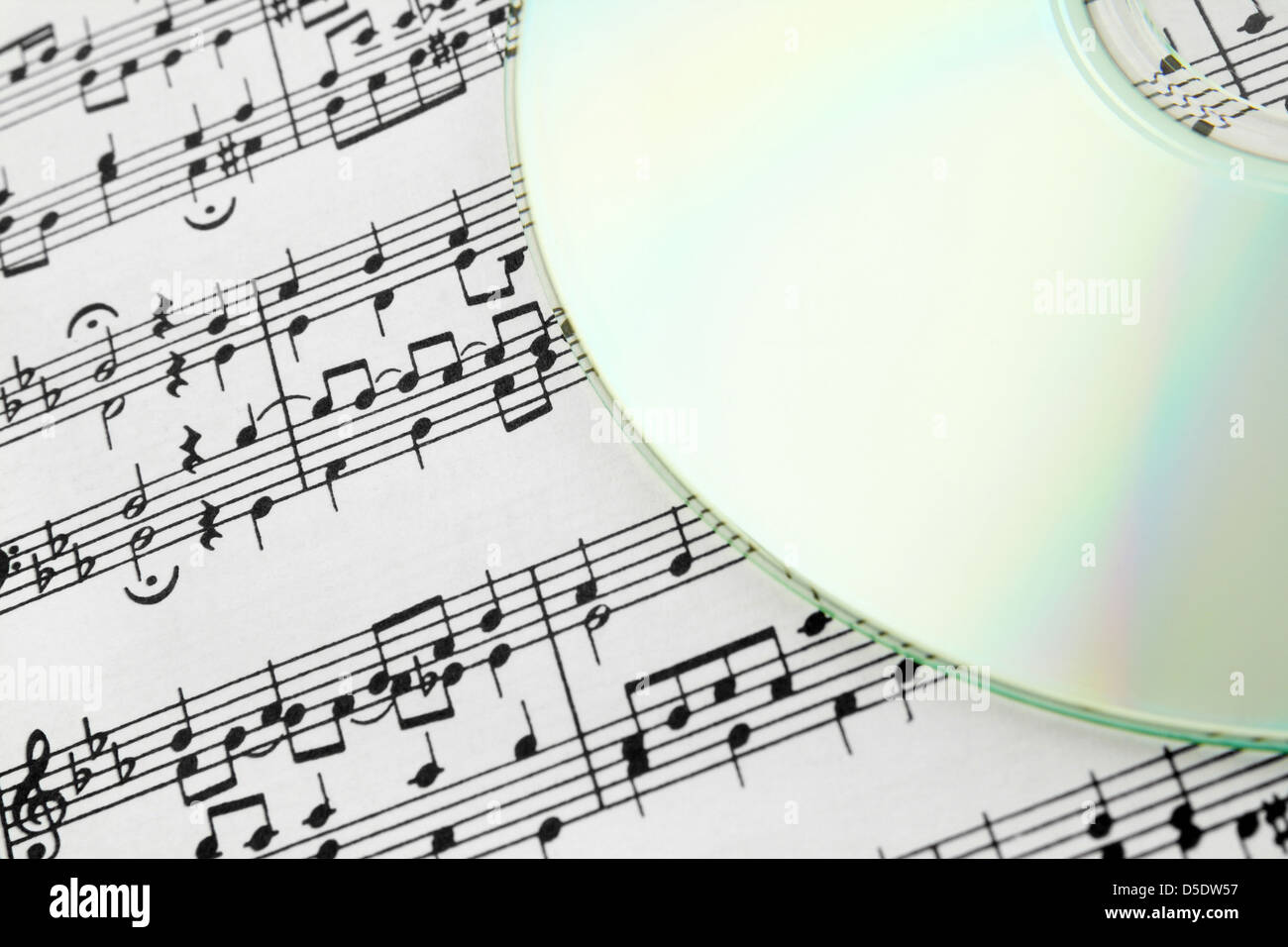 Digital music concept. CD and music notes. Stock Photo