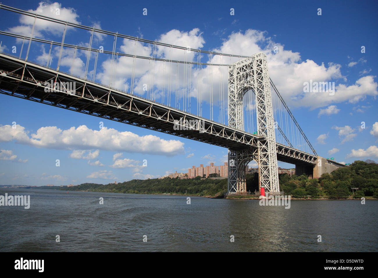 Little Red Lighthouse, Jeffrey’s Hook George Washington Bridge, New York City, United States of America, North America Stock Photo