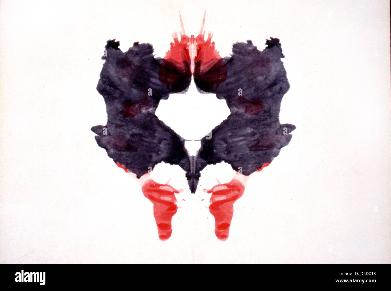 A Rorschach inkblot test image. It is a psychological test in which subjects' perceptions of inkblots are analyzed. Stock Photo