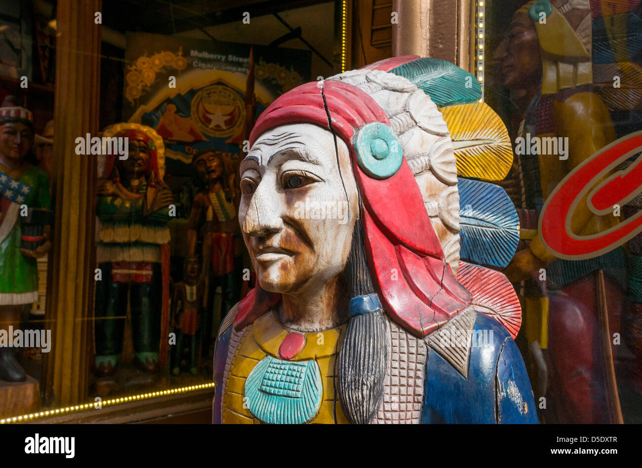 Cigar store Indian in front of Mulberry Street Cigar Company Stock