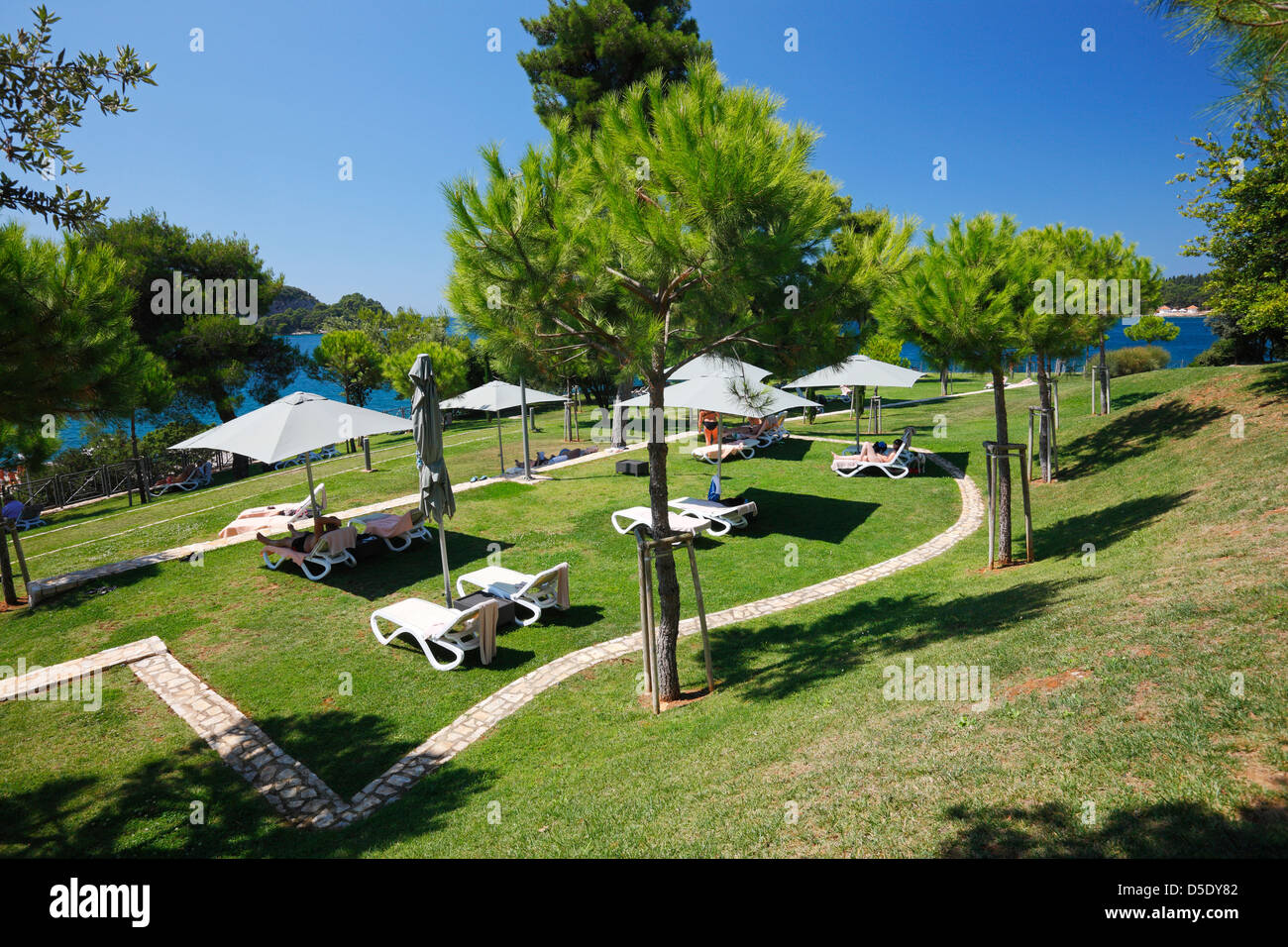 Beach Chairs In Front Of Hotel Monte Mulini In Rovinj Istria