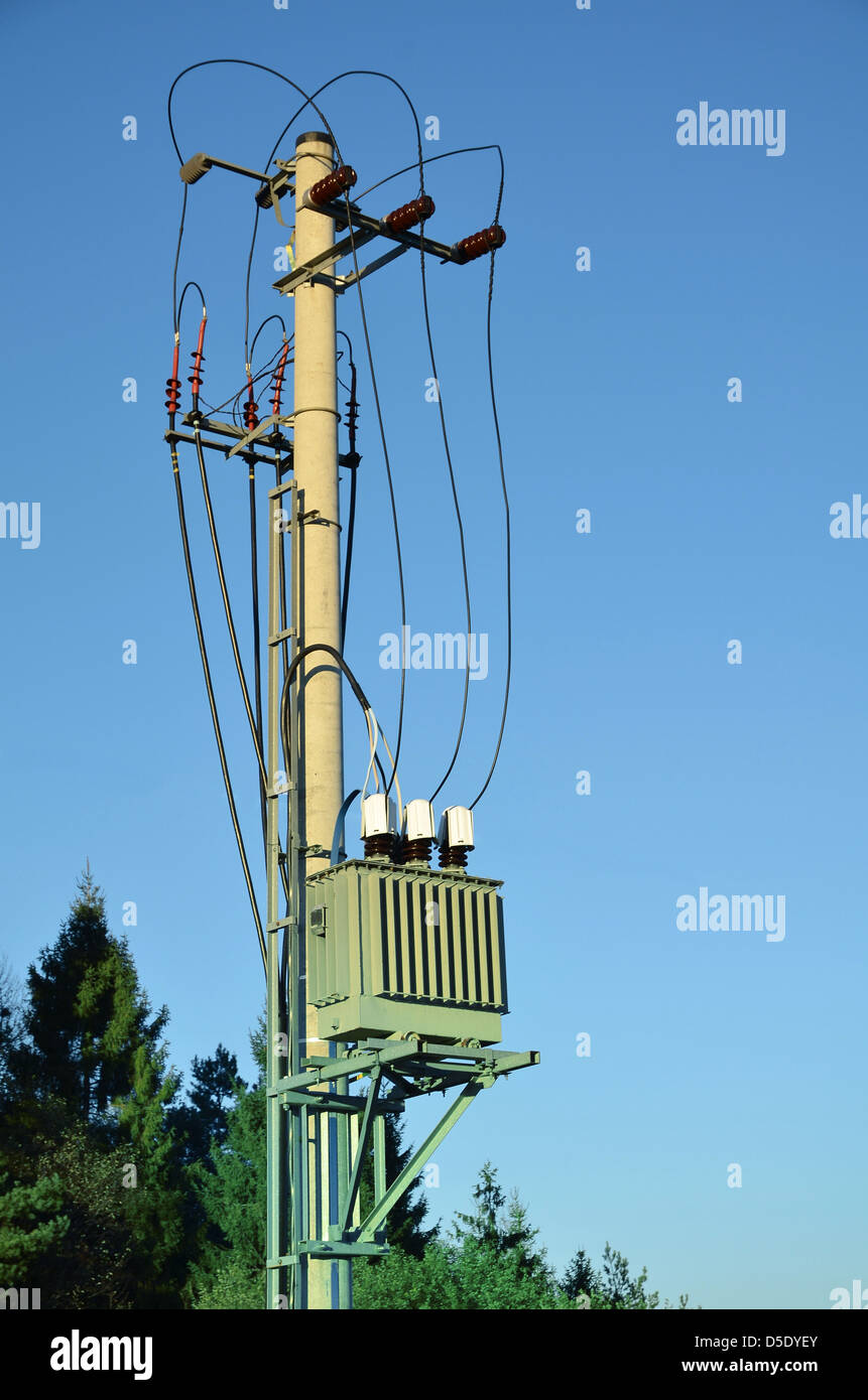 Electrical pole transformator Stock Photo - Alamy
