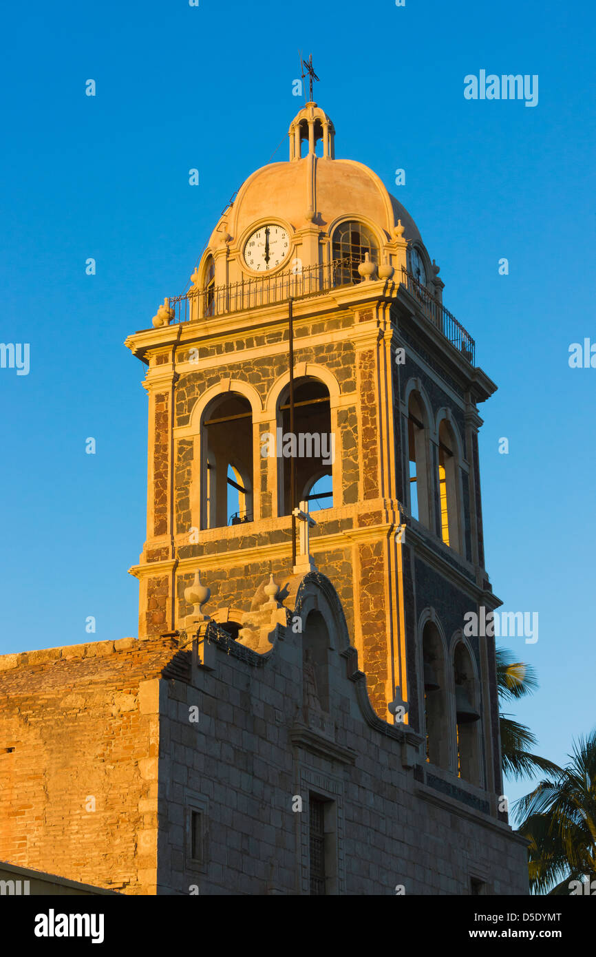 Bell tower of the Mission Nuestra Senora de Loreto, Baja California, Mexico Stock Photo