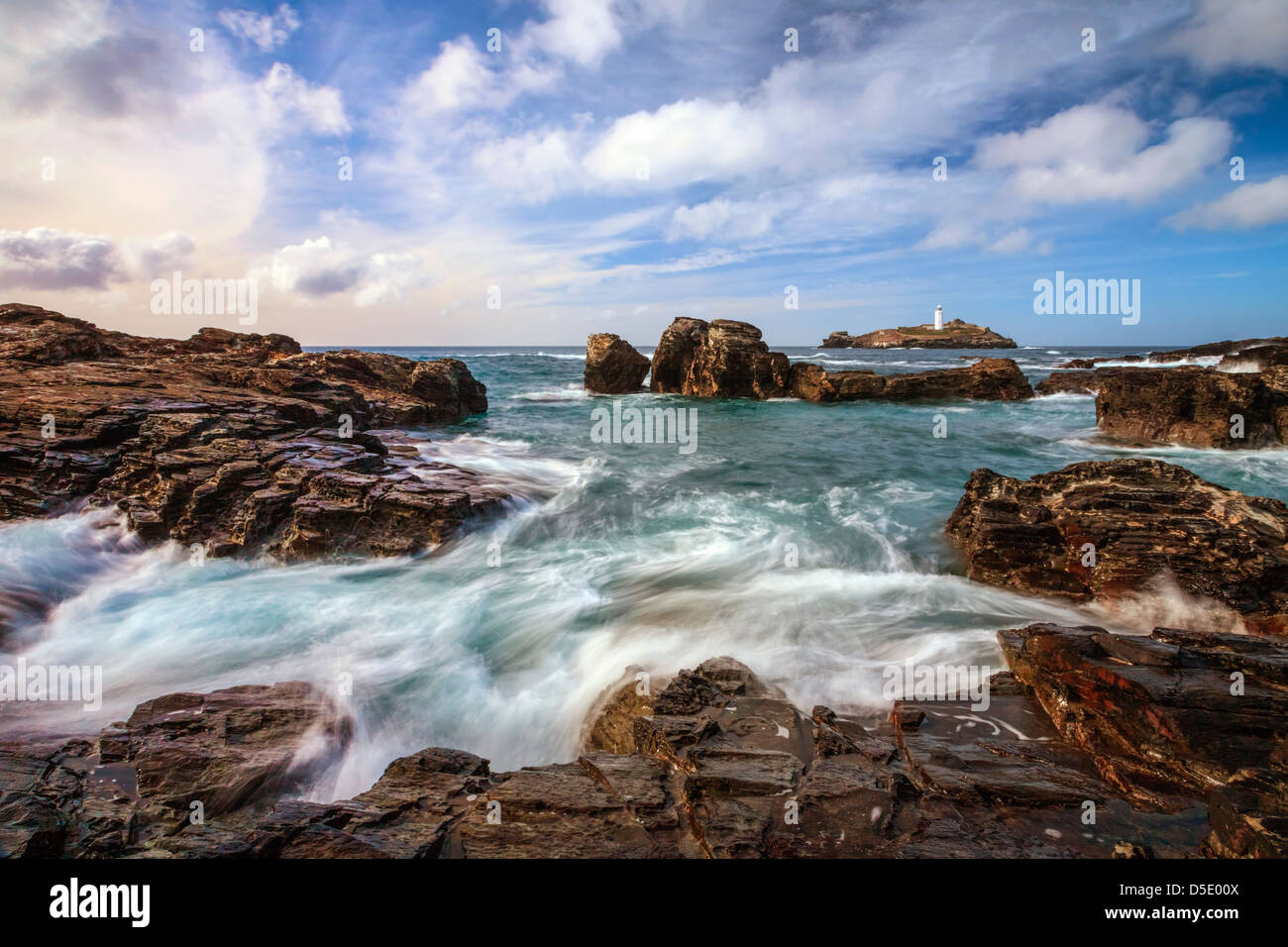 Godrevy in Cornwall's St Ives bay Stock Photo