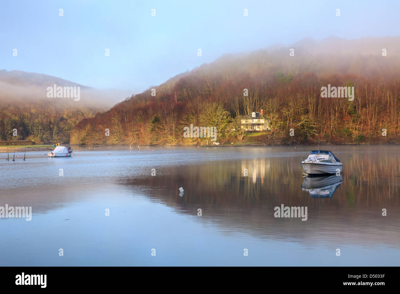 Mist at the meeting point of the East and West River Looe, captured