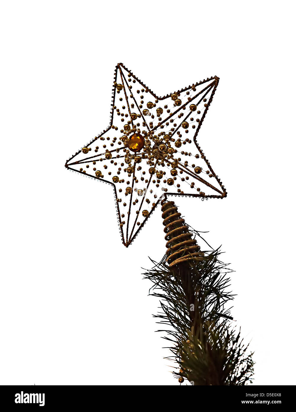 Christmas tree star decoration against white background, UK Stock Photo