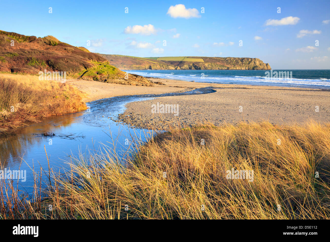 Pendower beach on the Roseland in Cornwall. Stock Photo