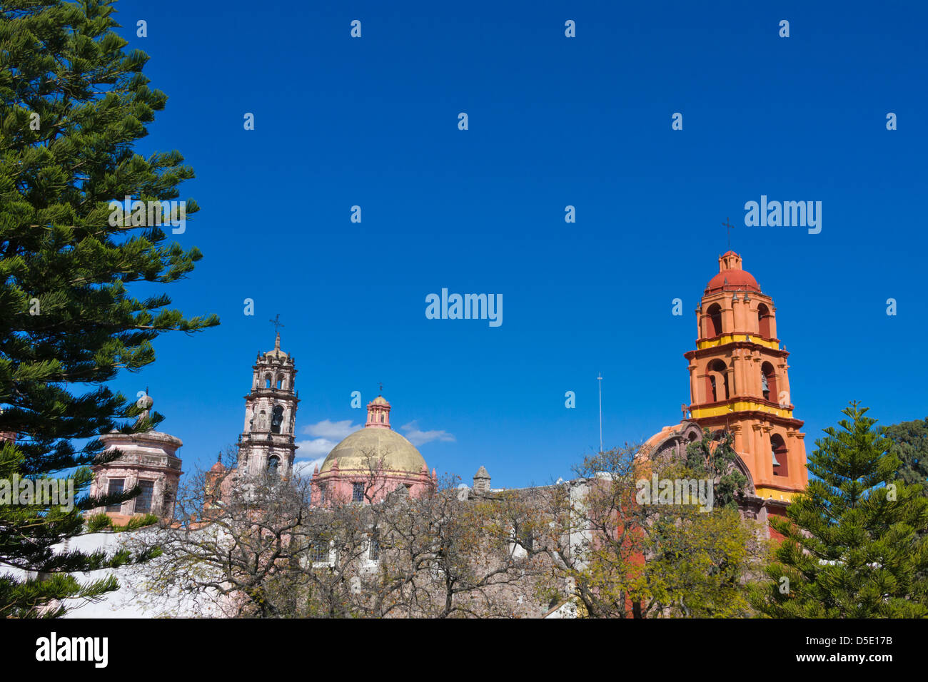 Templo de San Francisco and Templo del Oratorio Bell Tower, San Miguel de Allende, Mexico Stock Photo