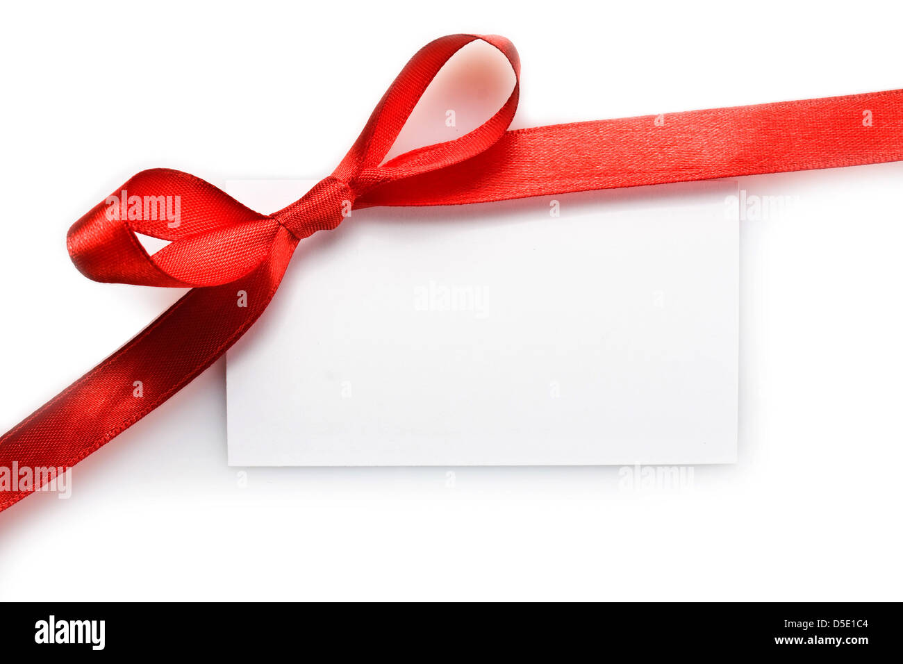 Blank gift tag with red ribbon hi-res stock photography and images - Alamy