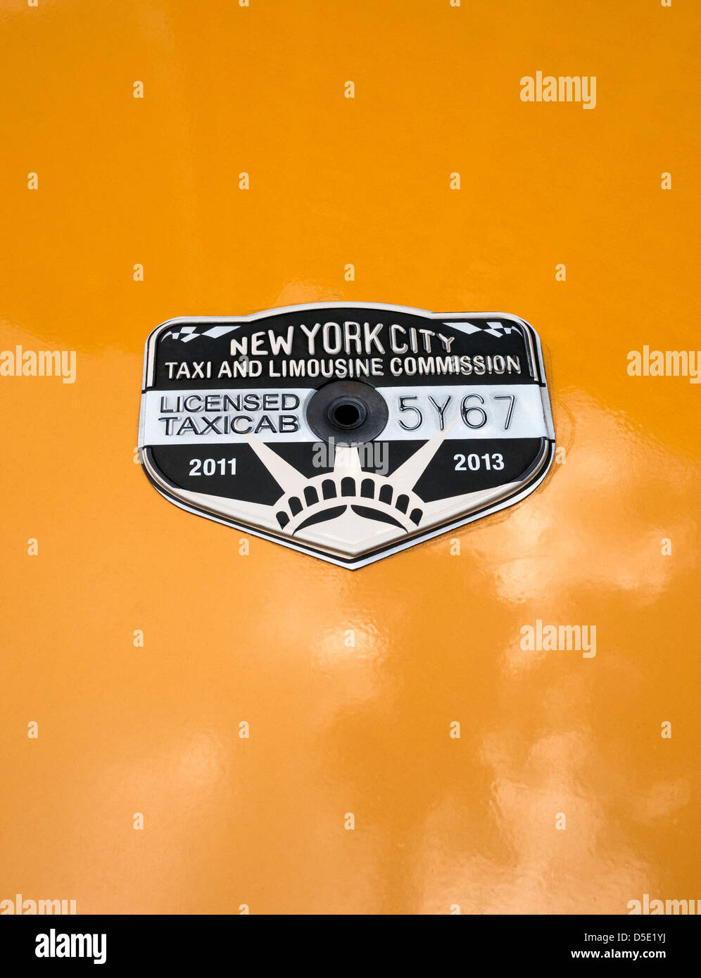 New York taxi medallion license for a yellow taxi Stock Photo