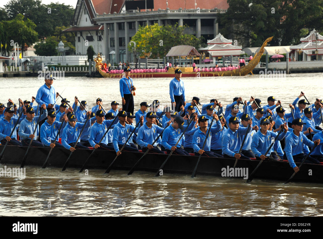 The Thai royal navy rehearsing for the kings birthday due in december taken in Bangkok Thailand on 20/10/2012 Stock Photo