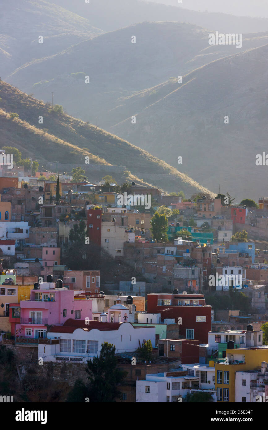 Colonial houses on the hillside, Guanajuato, Mexico Stock Photo