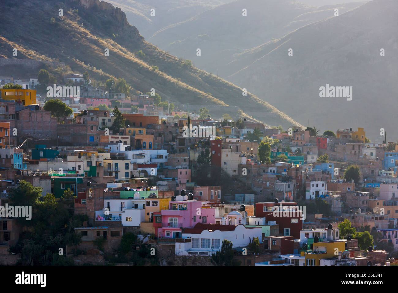 Colonial houses on the hillside, Guanajuato, Mexico Stock Photo