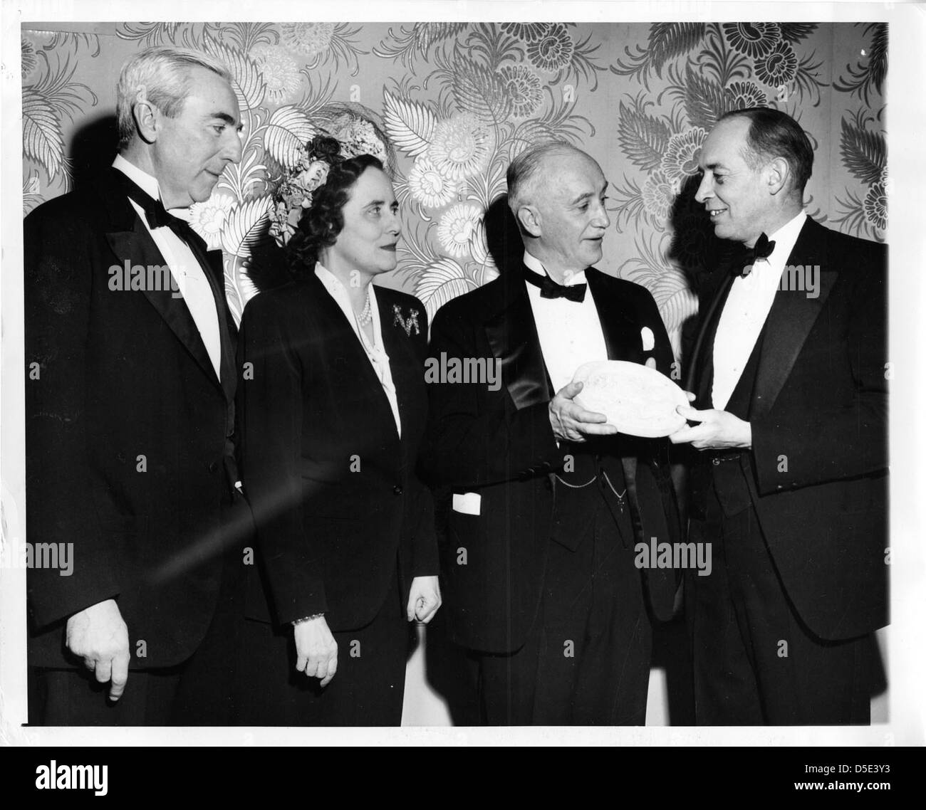left to right: John Rock, Mary Woodard Lasker (1900-1994), Richard Norris Pierson, Jr. (b. 1929), and Cornelius P. Trowbridge (1898?-1973) Stock Photo