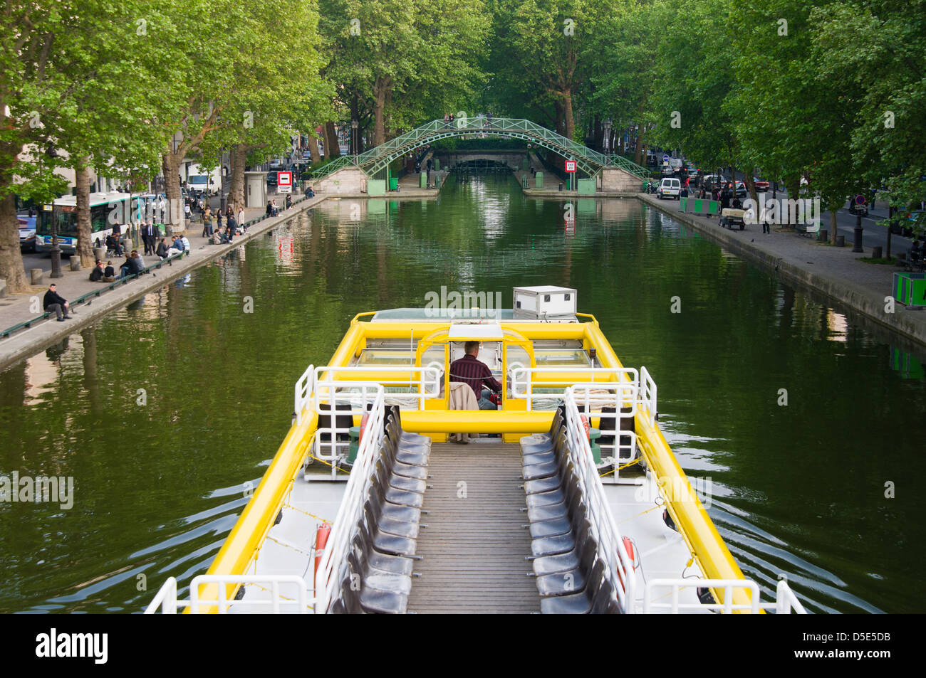 Excursion Boat in Canal SaintMartin, Paris, France Stock Photo Alamy