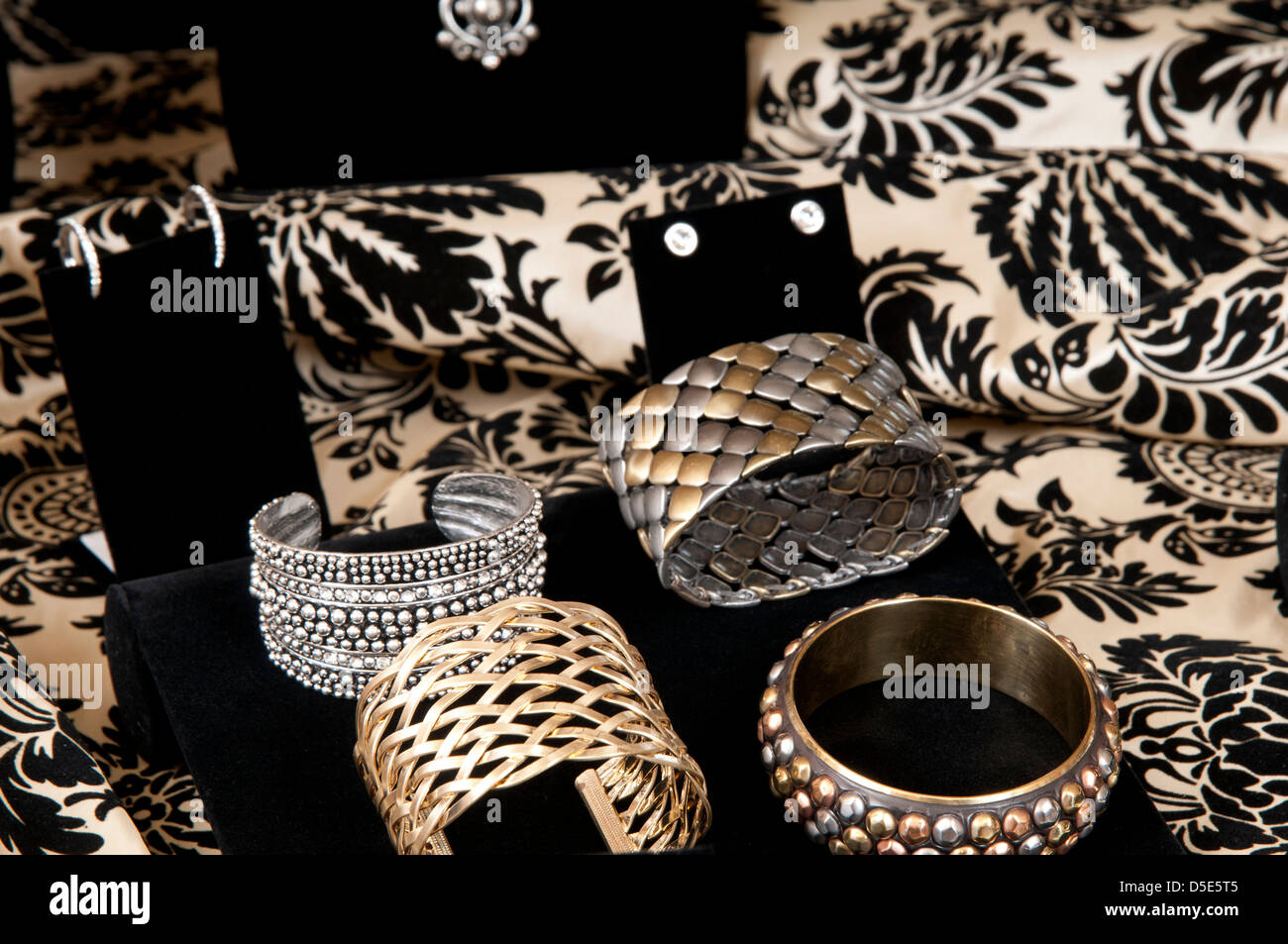 Bracelets on display in a jewelry store Stock Photo