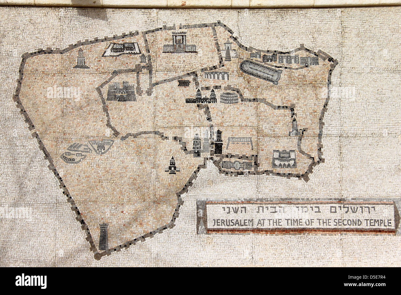 Scheme of ancient Jerusalem Model. Israel Museum Stock Photo