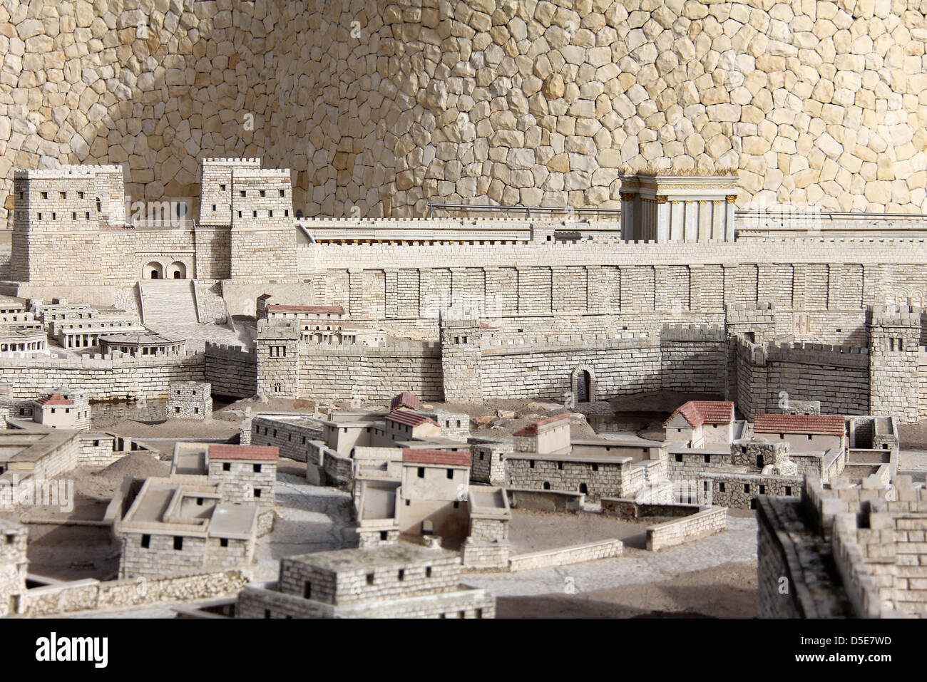 Second temple, Western wall, Anthony's fortress in ancient Jerusalem. Stock Photo