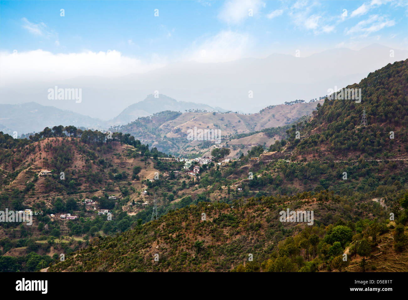 High angle view of mountains, Shimla, Himachal Pradesh, India Stock Photo