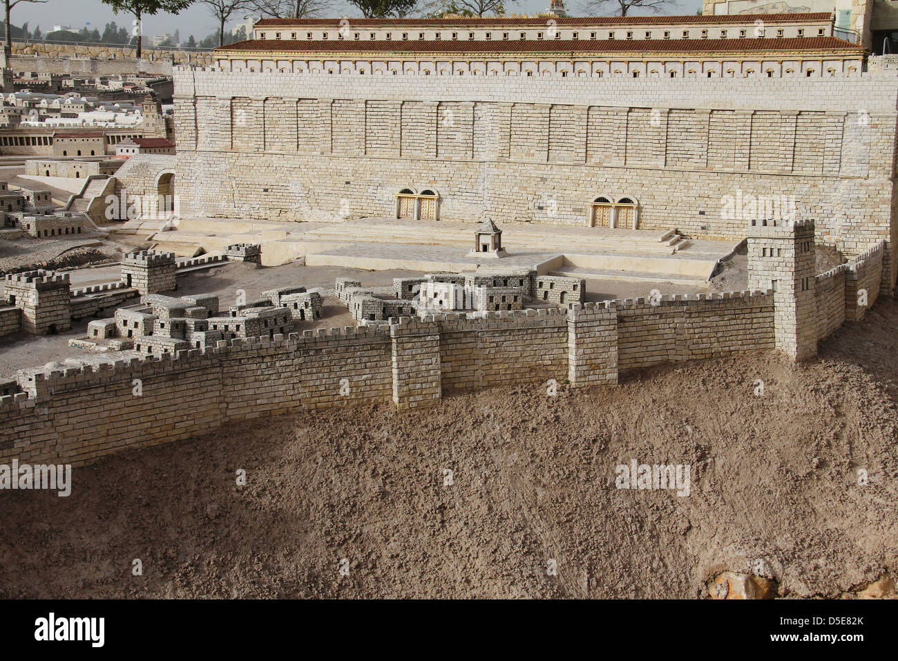 Second Temple. The south wall. Hulda gate and Hulda monument Stock Photo