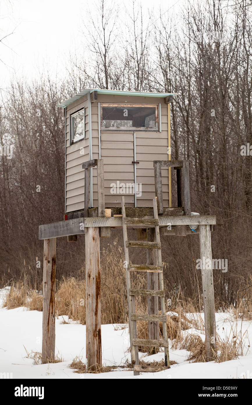 Wisconsin deer hunting tower blind Stock Photo Alamy