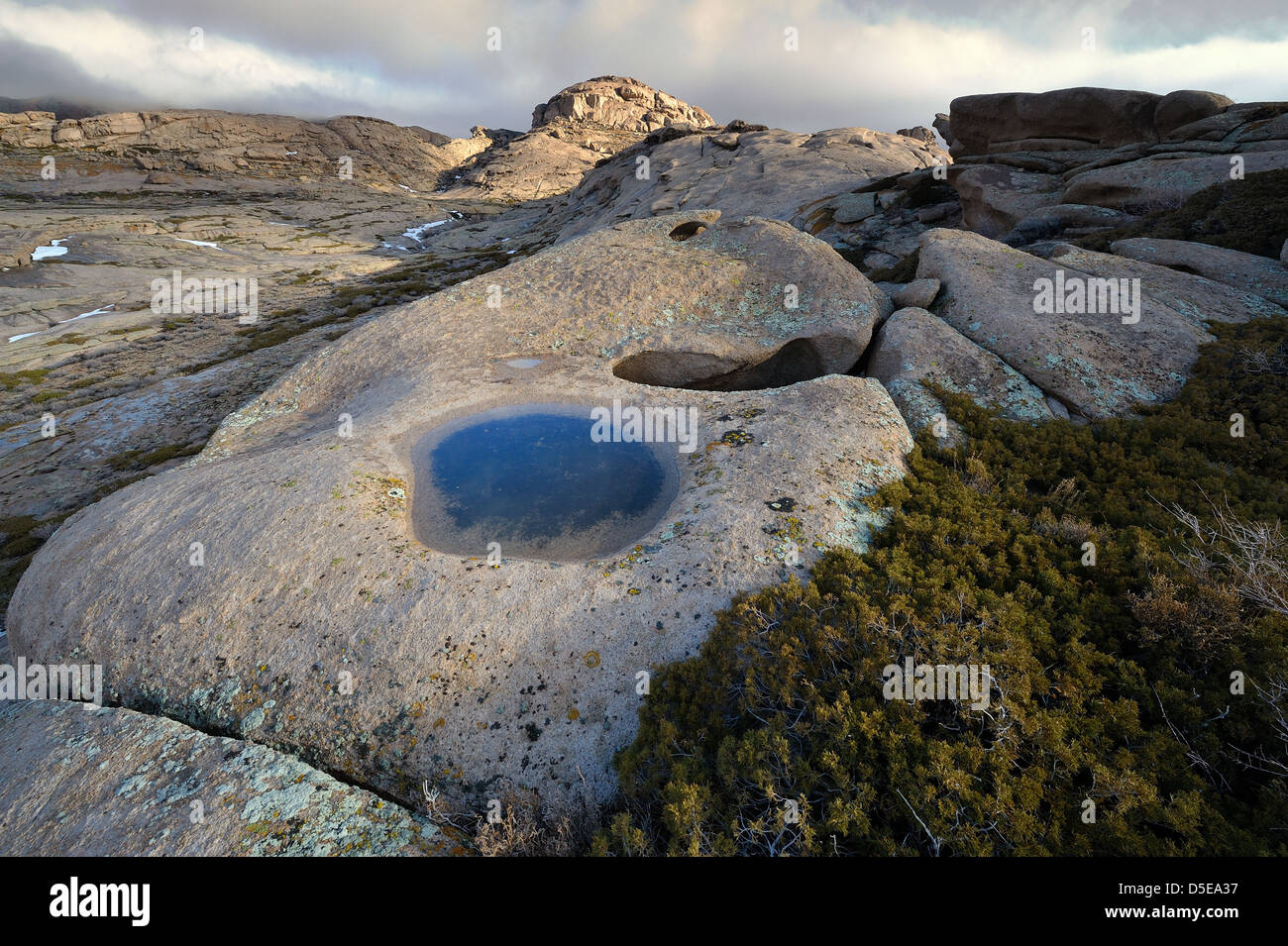 Stone basin in Bektau Ata, Kazakhstan. Stock Photo