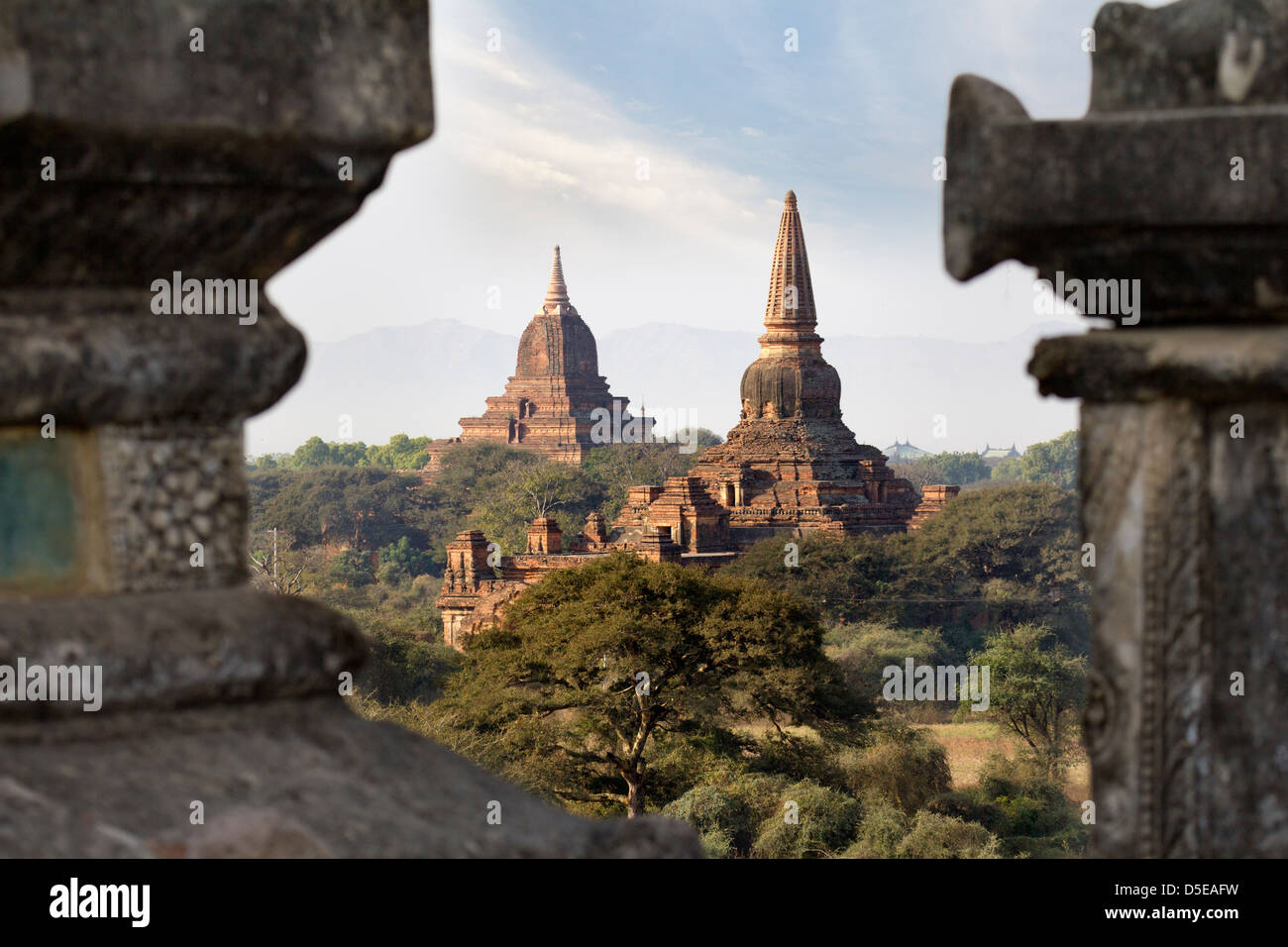 The Temples and Pagodas of Bagan, Myanmar - early morning Stock Photo