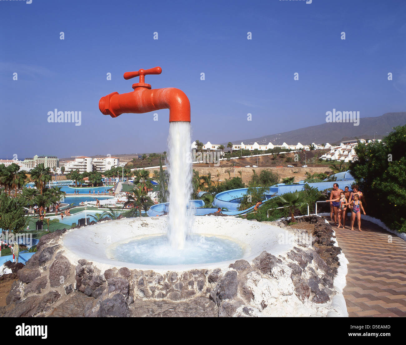Giant tap pool at Octopus Aquapark, Playa de las Americas, Tenerife, Canary Islands, Spain Stock Photo