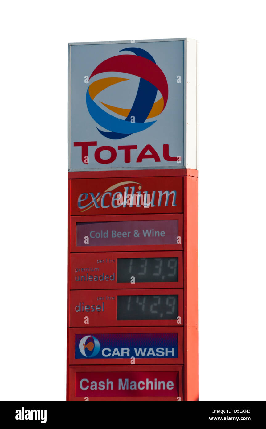 Total Petrol Service Station Sign Stock Photo