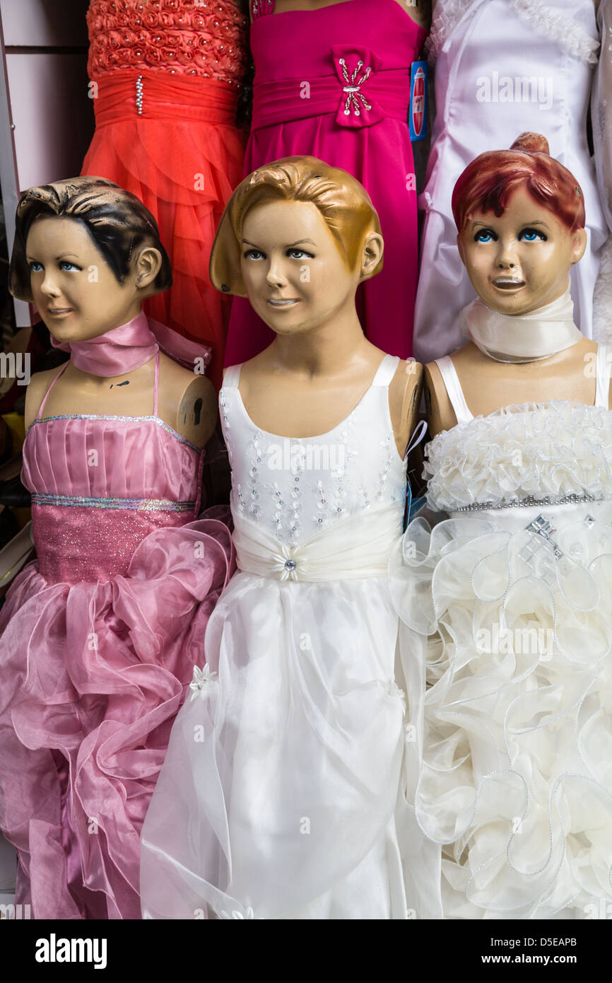 Mannequins for display outside shop Stock Photo