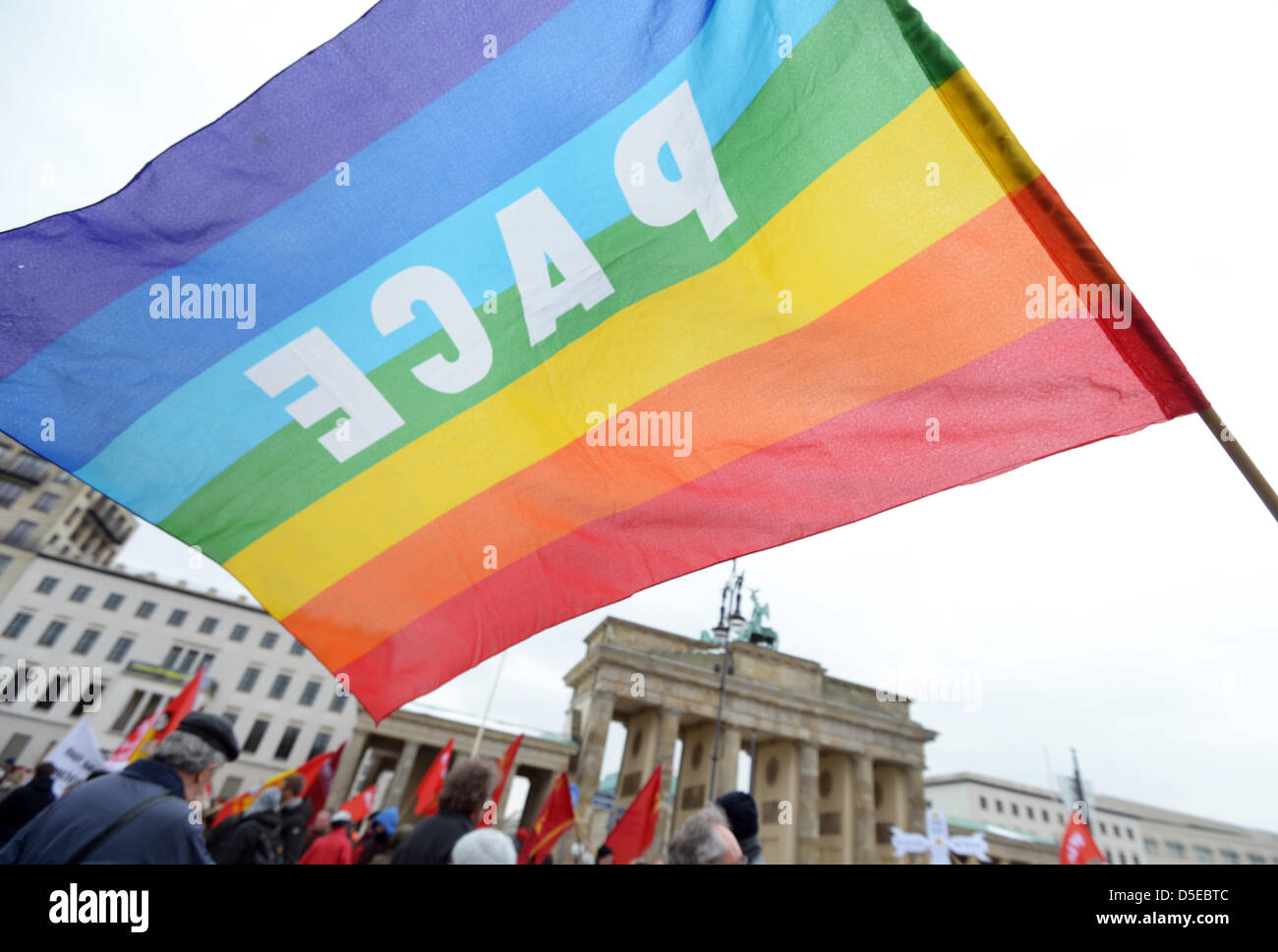 Participants of the Easter march demonstrate in front of the ...