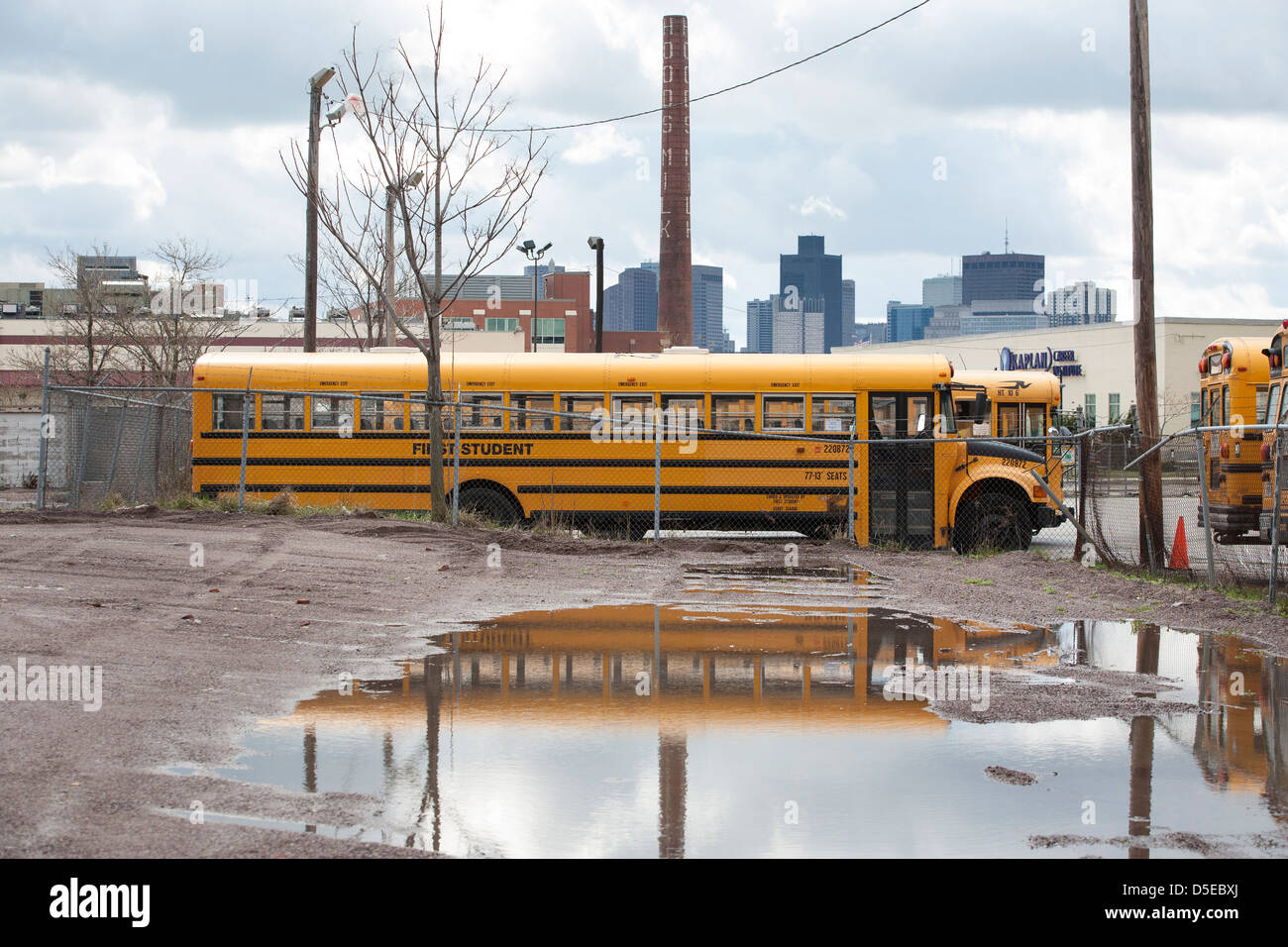 A schoolbus parked in Boston, Massachusetts , USA Stock Photo